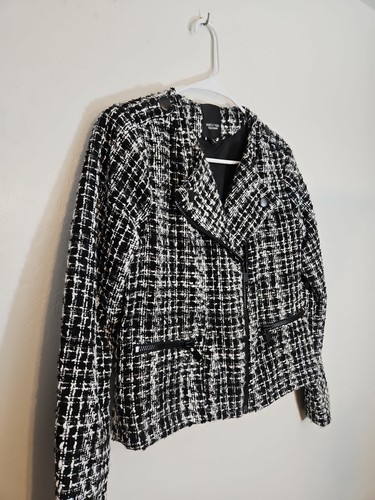 Simply Vera Wang Women Blazer Black And White Size XS Zip Up - Picture 2 of 12