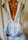 Vintage Baby Blue Lace Ruffled Teddy Lingerie Romper - Large — photo 3
