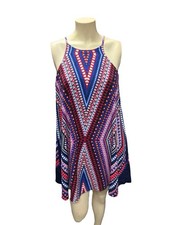 mm mm mm size small mini dress bright multicolor hot pink royal blue racerback