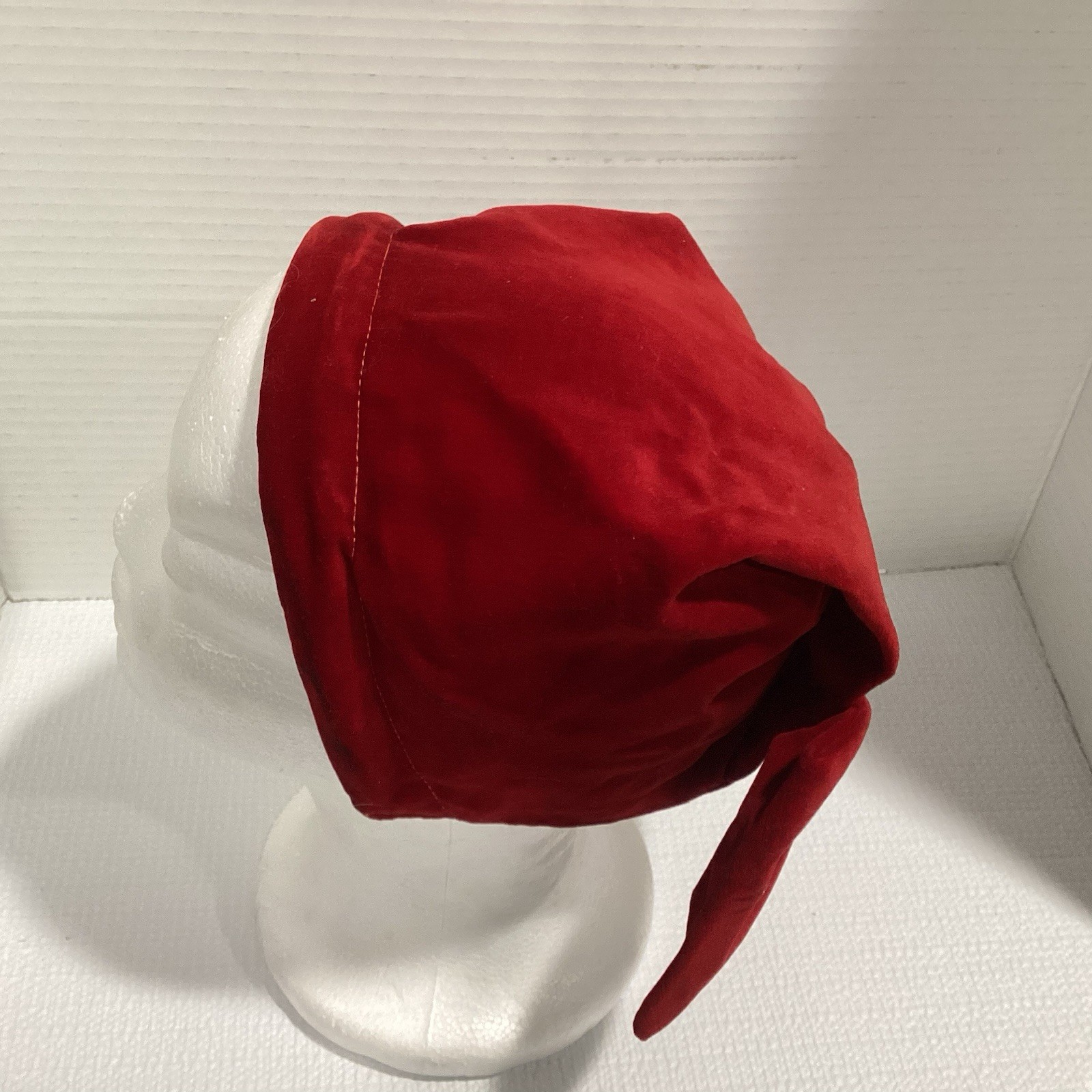 Vintage Red Velvet Headband  Headscarf With Bow Hat Lined