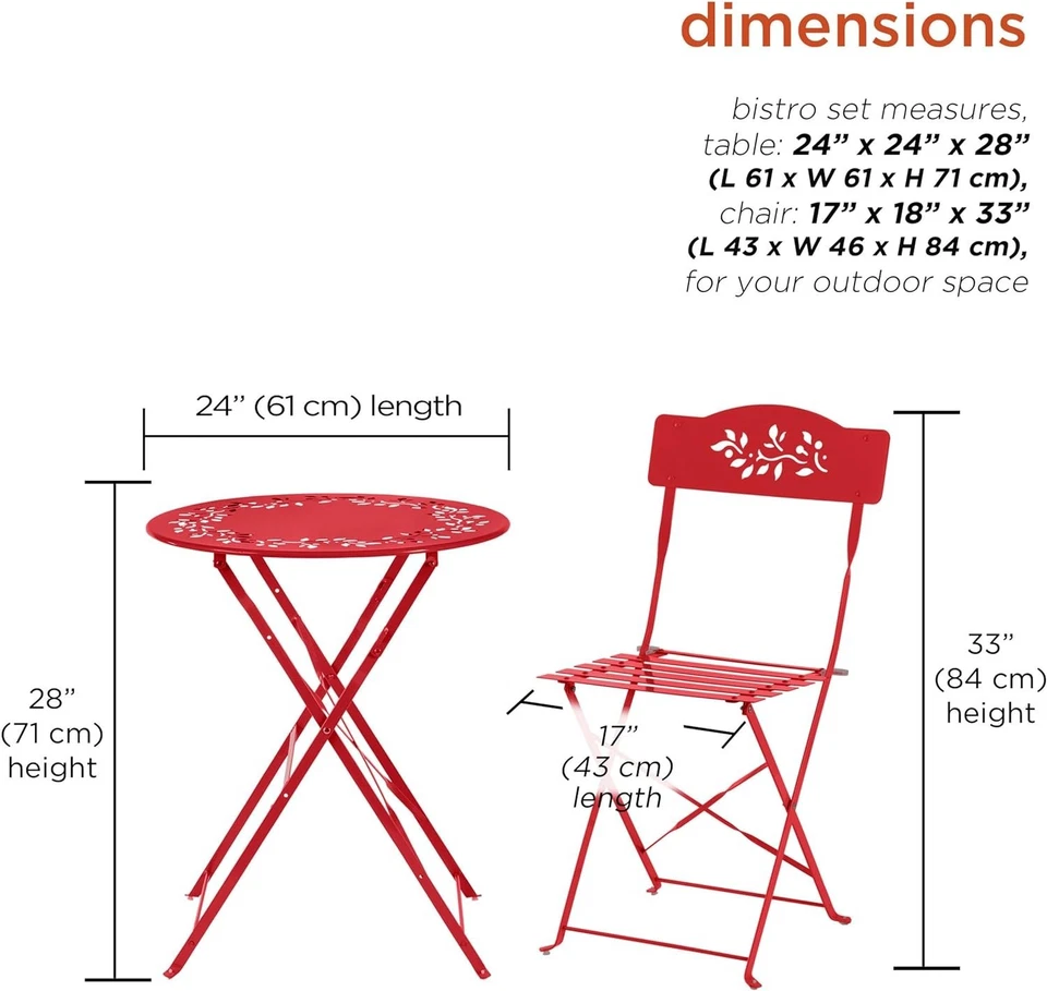 Resilient Red Bistro Set - Easy to Maintain, Indoor/Outdoor - Image 4 of 4