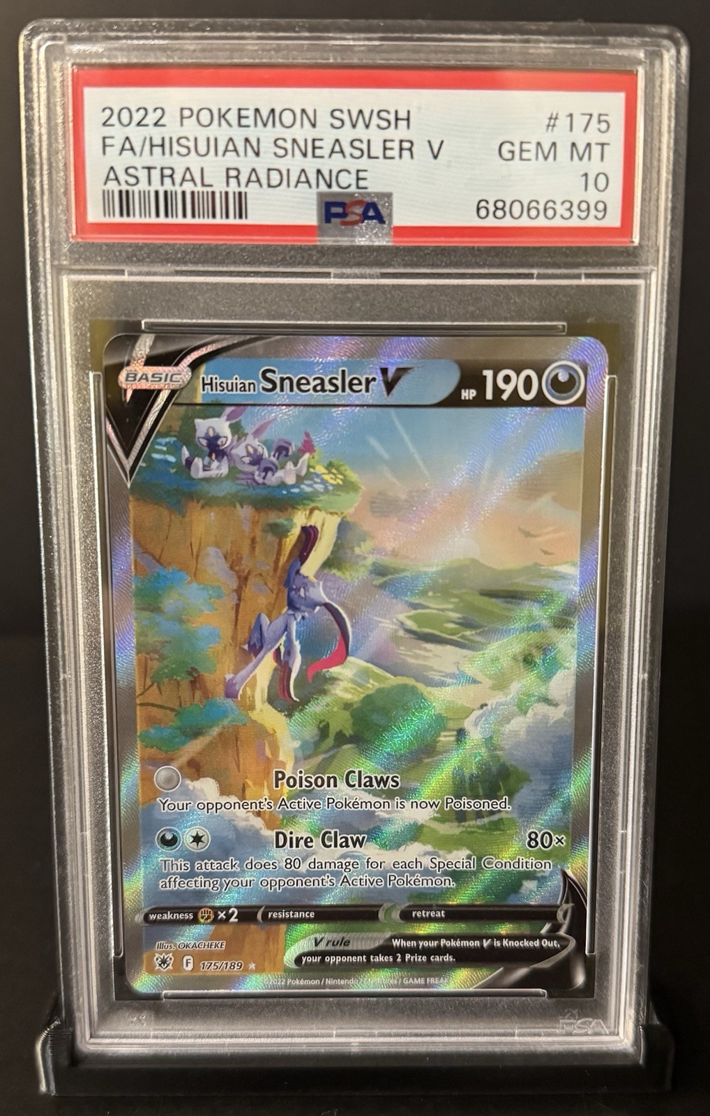 Pokemon TCG Astral Radiance Hisuian Sneasler V #175/189 Full Art PSA 10
