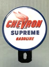 VINTAGE CHEVRON SUPREME GASOLINE PORCELAIN GAS OIL PUMP STATION TOPPER SIGN