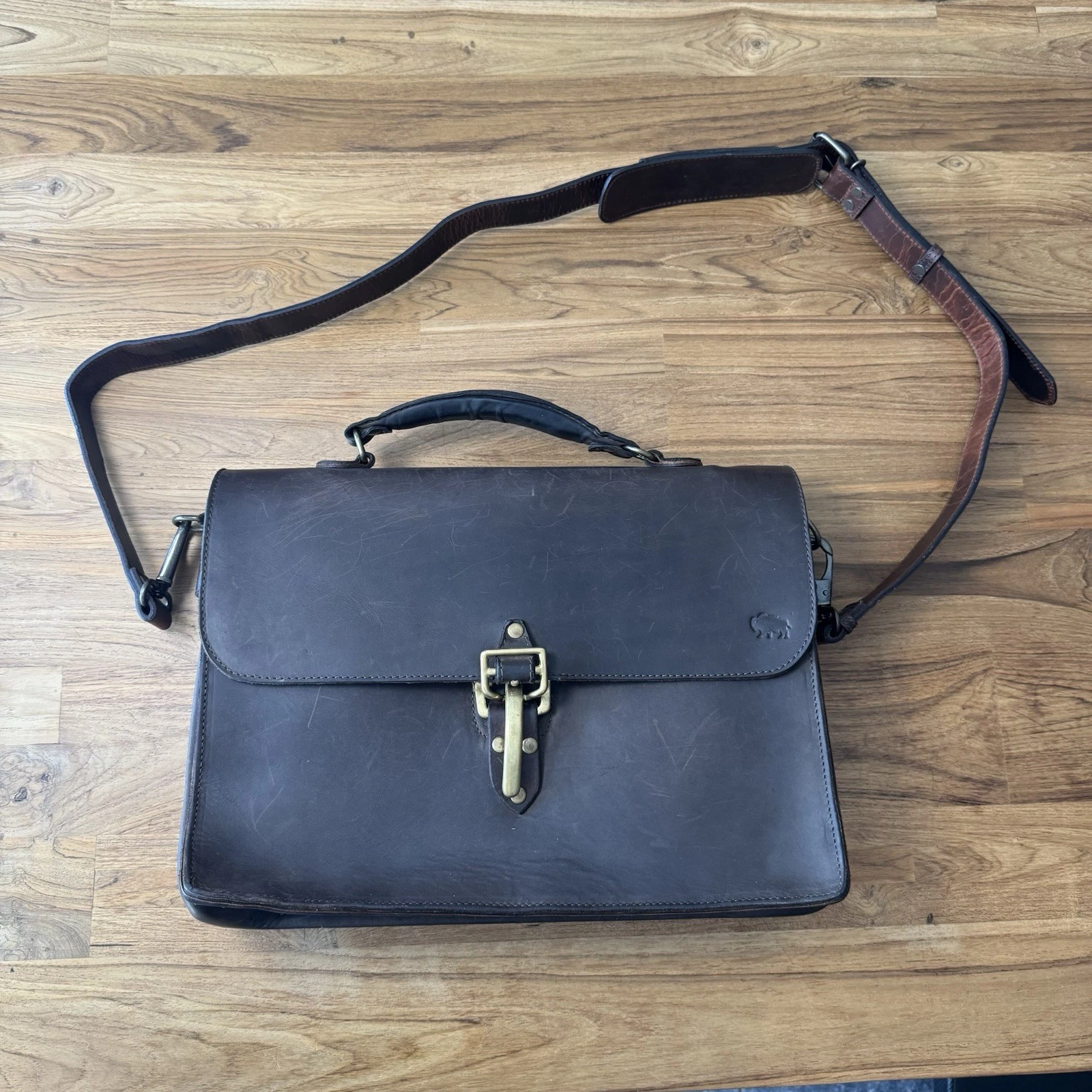 Roosevelt Leather Laptop Messenger Bag - Thumbnail 3