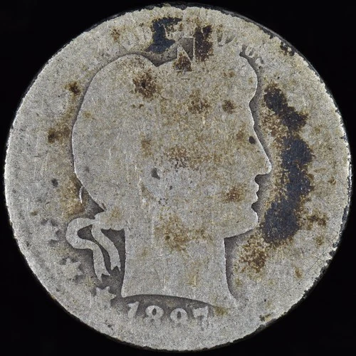 1897-O BARBER QUARTER ✪ AG ABOUT GOOD ✪ 25C SILVER COIN SCARCE DATE C ◢TRUSTED◣