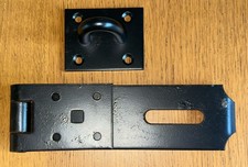 Black Epoxy Heavy Duty Hasp and Staple for Garden Gates and Sheds 190mm 