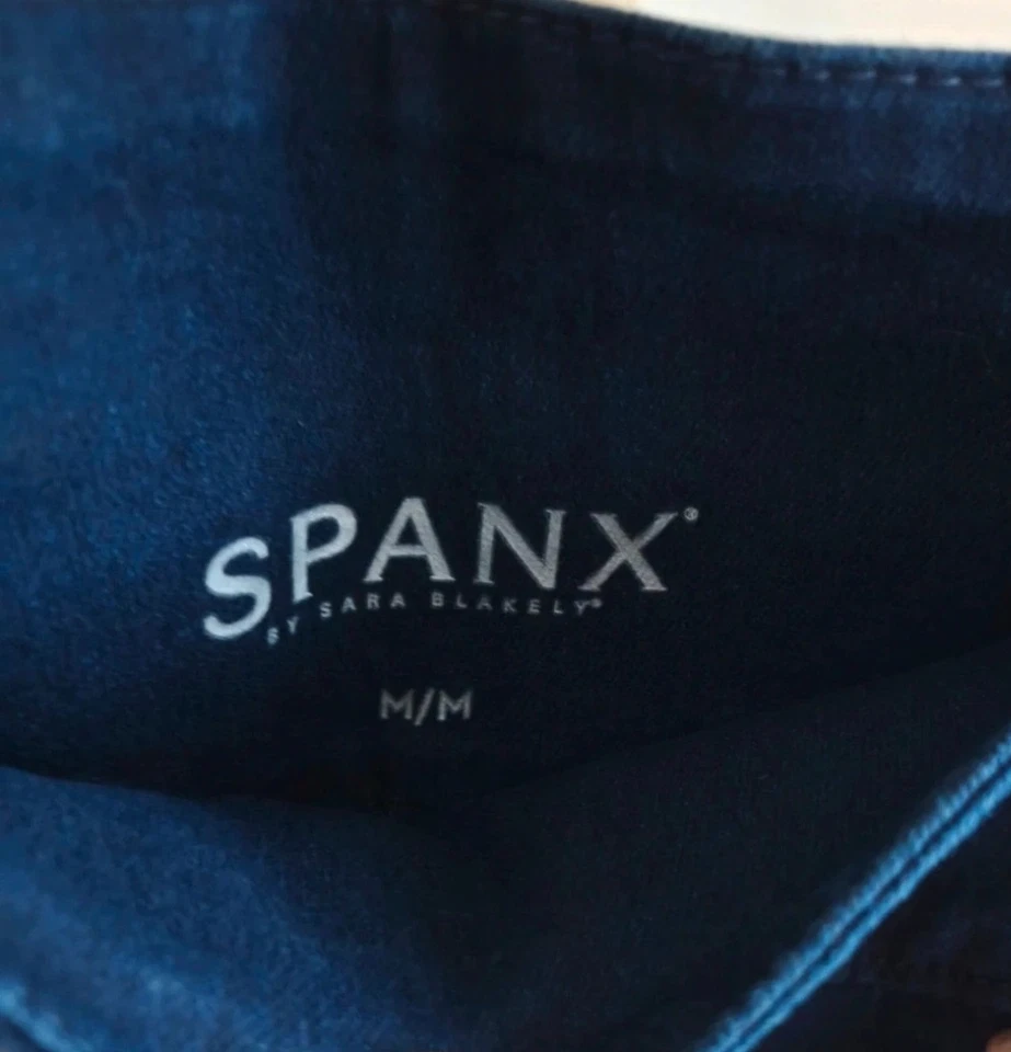 Jean taille haute Spanx femmes M bleu foncé stretch shaping slim fit confortable - Photo 4/4