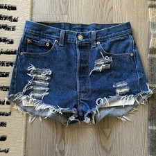 Vintage 80s Levis 501 Cut Off Jean Denim Shorts Size 30 Actual 28 Distressed