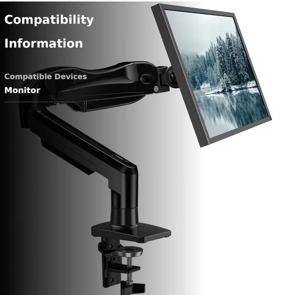 HUANUO Montaje de Monitor Único, Brazo de Monitor de Gas de 13 a 32 Pulgadas, Soporte Ajustable,... Foto 3 de 4