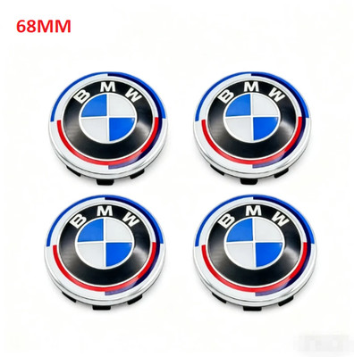 4PCS For BMW 50th Anniversary Center Caps Blue White 68mm Wheels NEW