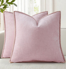 Spring Chenille Soft Cozy Throw Pillow Covers 18x18 Set of 2 Modern Farmhouse Bo