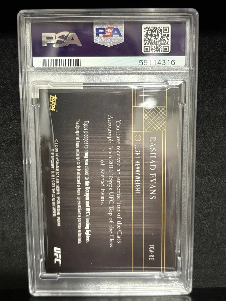 RASHAD EVANS 2016 TOPPS UFC TOP/CLASS AUTOGRAPH SILVER #’d /25 PSA 9 MT - POP 1 - Image 3 of 3