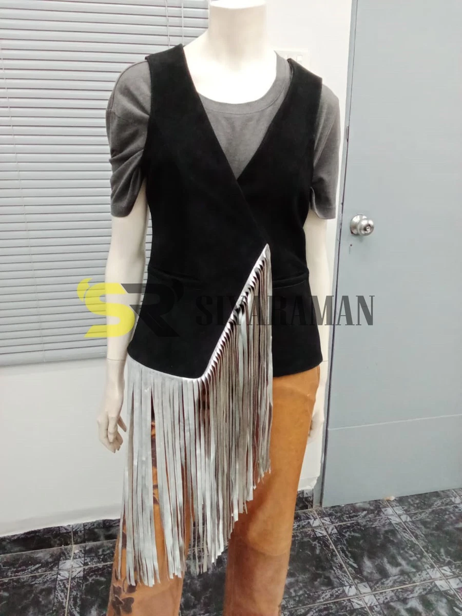 Gilet Da Cowboy Per Donna In Materiale Sintetico | Con Cerniera, Girocollo, Maniche Lunghe, Stile Western