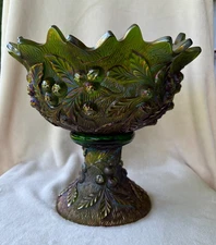 Vintage Northwood  Acorn Burrs Carnival Glass Punch Bowl on Stand FREE SHIPPING
