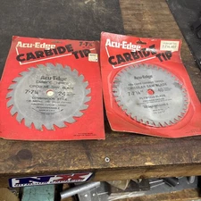 Pair of ACU-EDGE CARBIDE TIPPED CIRCULAR SAW BLADE 7-7 1/4 24 & 40 Tooth NOS