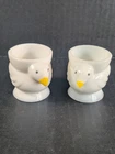 Set Of 2 Vintage French Opalex Baby Chick Egg Cups Milk Glass  60s-70s.   1209
