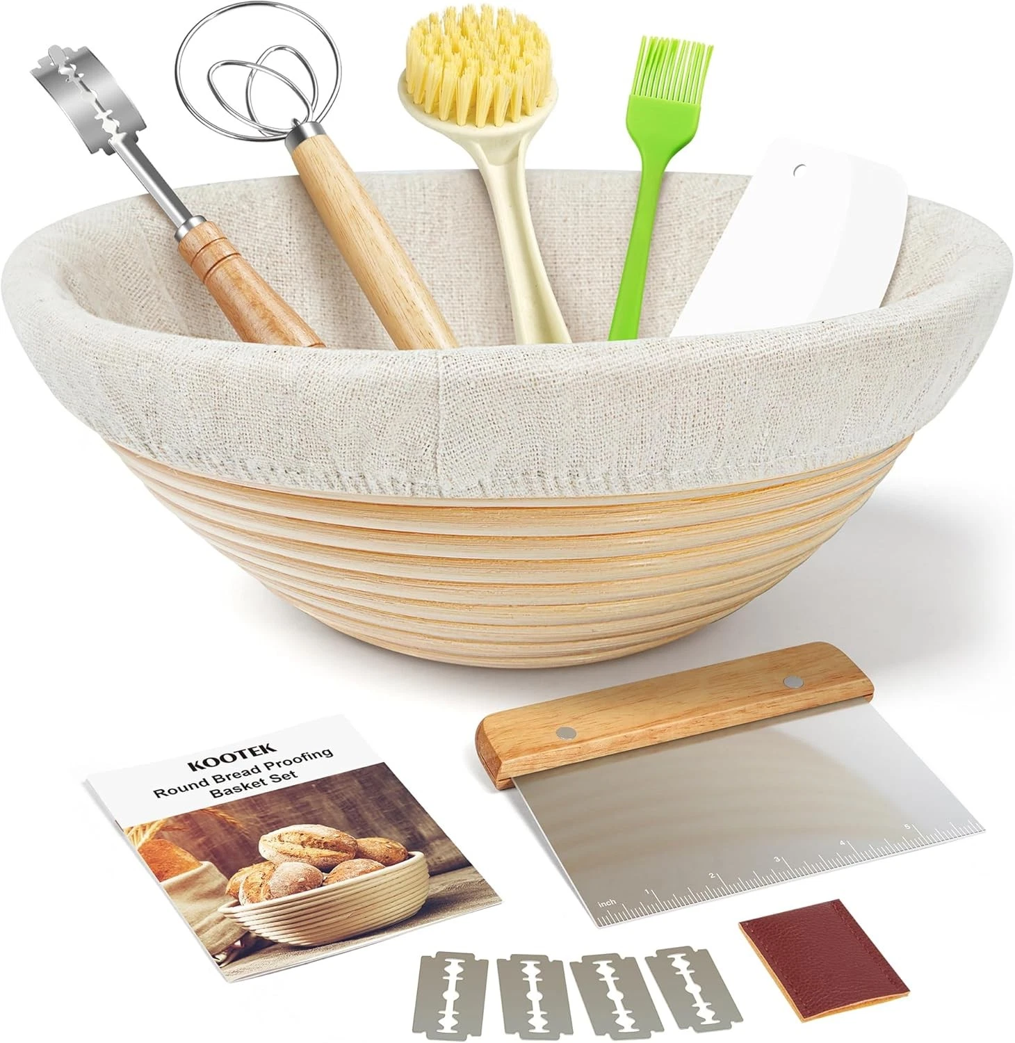 Banneton Bread Proofing Basket Set 9 Inch Round Sourdough Starter Kit Baking
Opens in a new window o