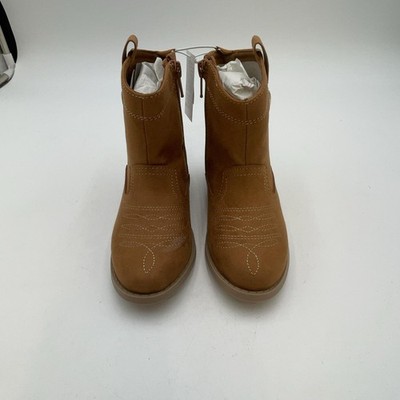 Old Navy Western Boots Kids Size 10 Brown Zip Synthetic Ankle Round Toe
