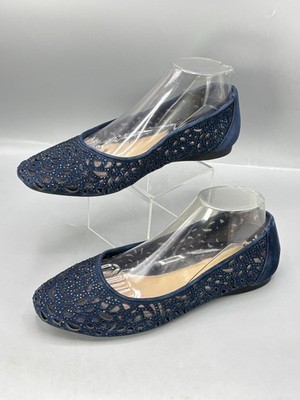 Alex Marie Altana Ballet Flats Women 9 Blue Laser Cut Embellishments Pointed Toe
