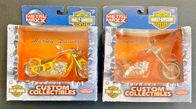 Set Of Two Harley Davidson Motor Cycle Custom Collectibles
