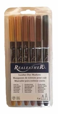 Realeather Crafts Leather Markers 6/Pkg-Earthtones