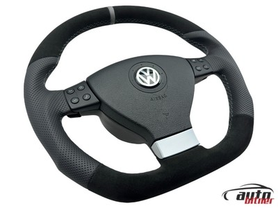 Lenkrad Leder Alcantara Vw Passat B6 3C Multifunktion DSG ABGEFLACHT Airbag