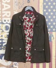 £219 Womens Barbour Liberty Rose Utility Olive Green Wax Jacket Uk 12 Us 8 Eu 38