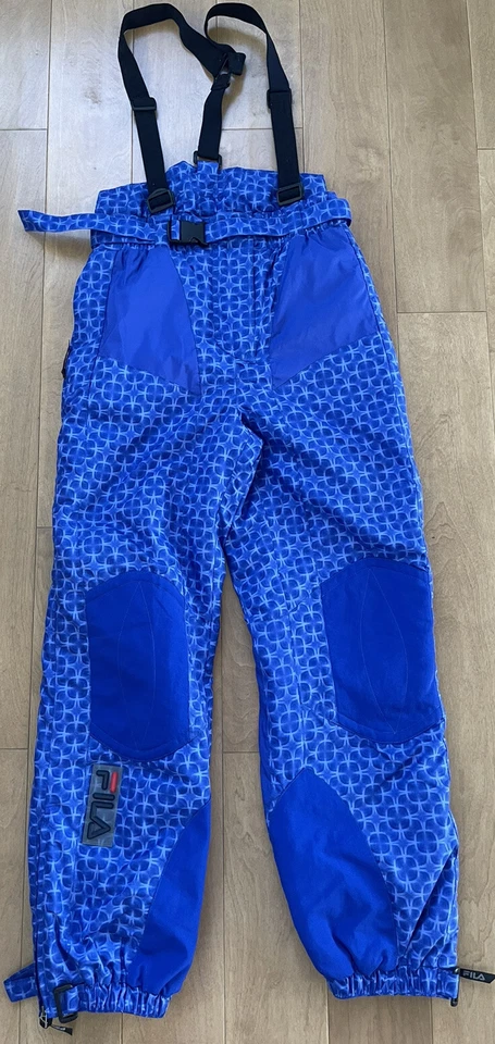 Mono vintage FILA TEAM ITALY babero azul nieve esquí esquí pantalones talla 10 para mujer Foto 2 de 4