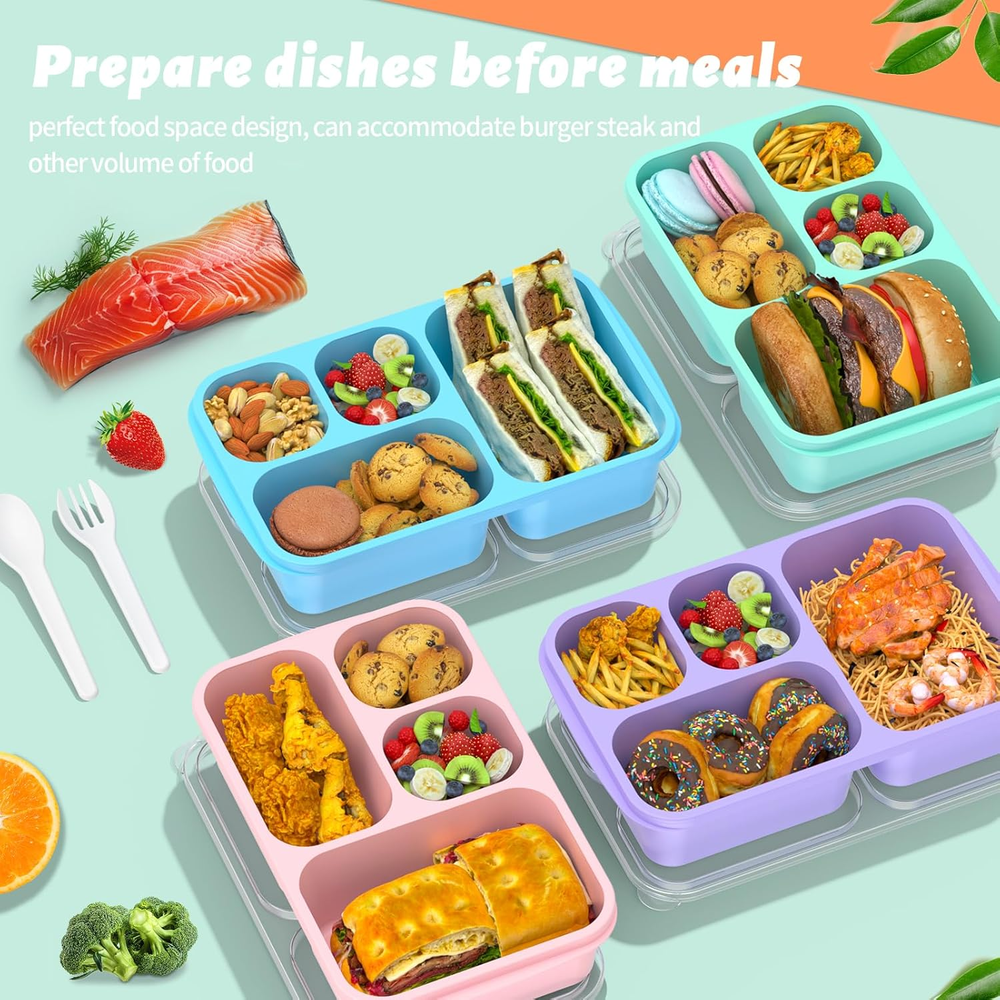 4-Piece Bento Box Meal Prep Container for Kids and Adults
