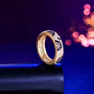 Authentic Big Round Snake Leopard Ring Multi-Tone Gold Plated CZ Jewelry for Bride Wedding
