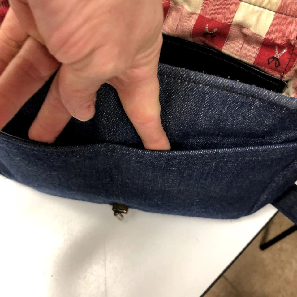 Vtg 60's AMERICANA Handbag Lone Star State TEXAS Flower MoD DENIM Shoulder Purse - Image 4 of 4