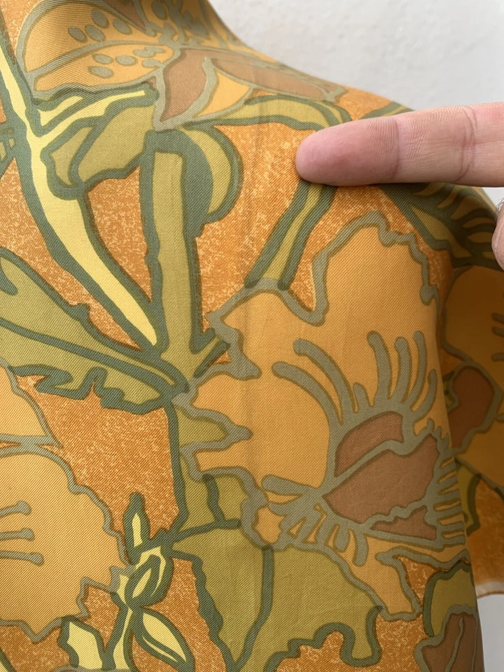 NINA RICCI FLORAL AMARILLO Bufanda de seda rectangular tiene mancha 56/16 pulgadas #A108 Foto 4 de 4