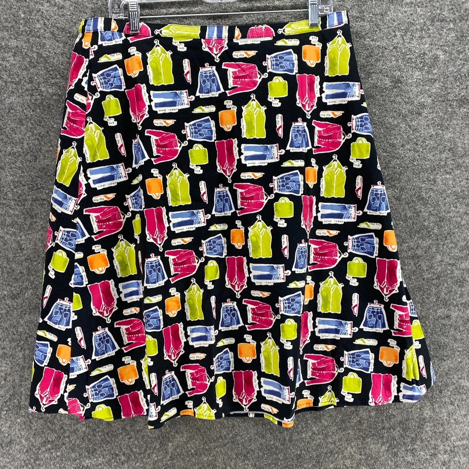 Falda Valerie Stevens Mujer 1X Plus Paños Negros Estampado Cremallera Midi Línea A Algodón Foto 4 de 4