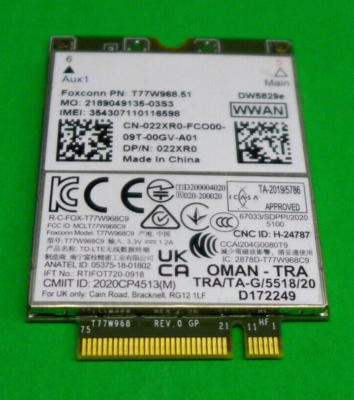 Dell Latitude T77W968.51 DW5829e Snapdragon X20 LTE 4G Card