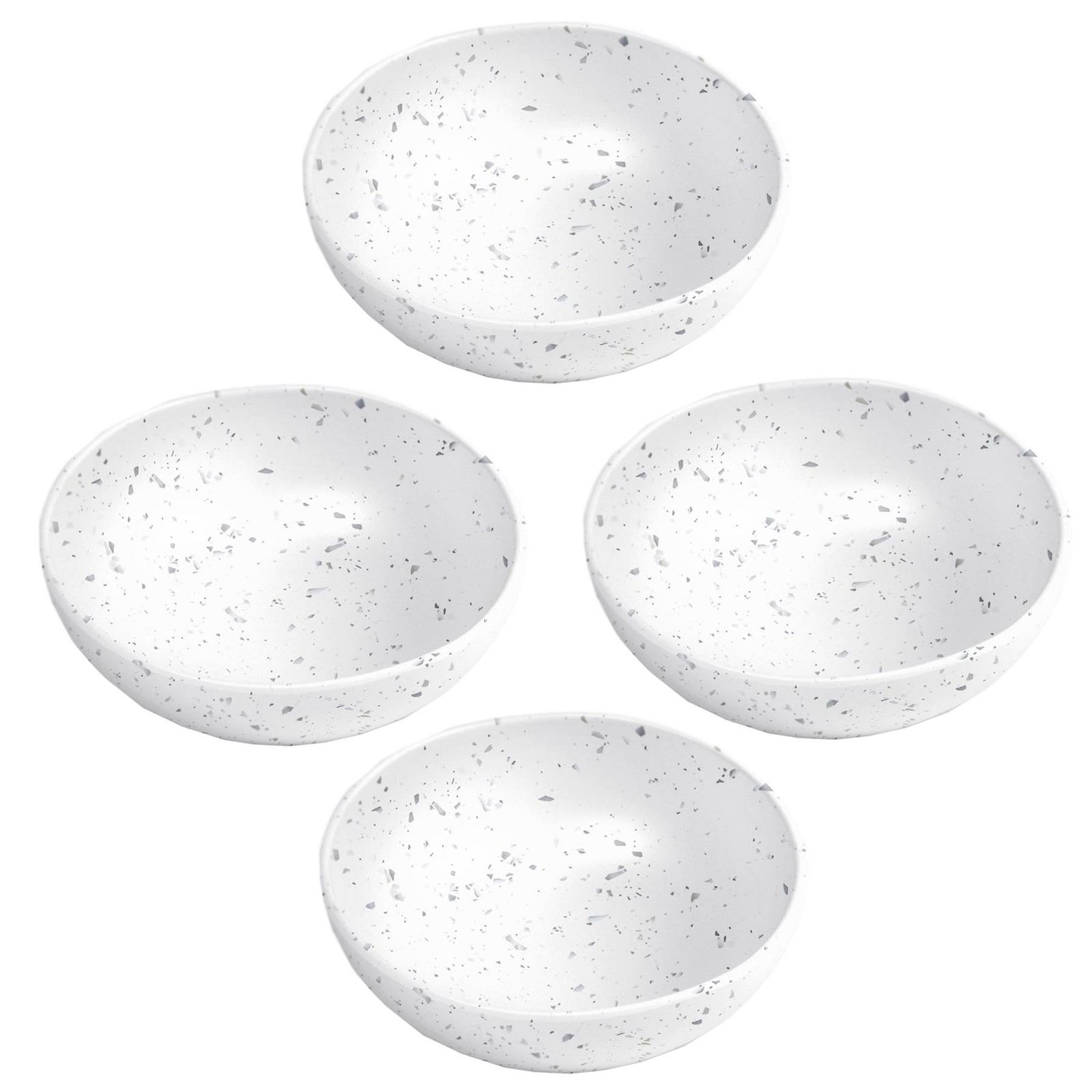 Epicurean White Terrazzo Outdoor/BBQ Melamine/Plastic Bowls - Set of 4