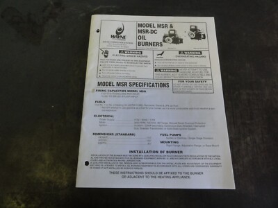 Wayne Combustion Systems MSR & MSR-DC Oil Burners Manual