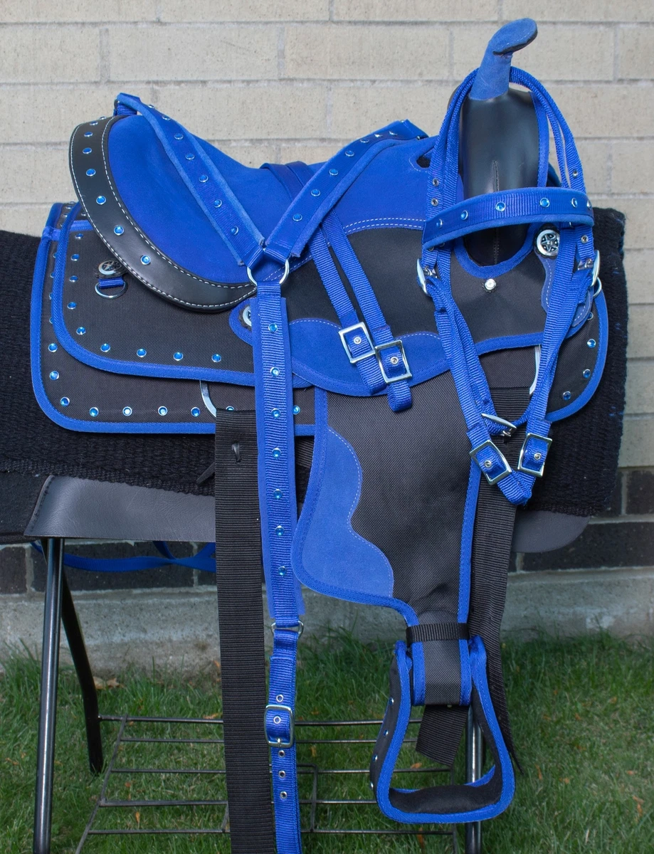 Used Synthetic Saddle Barrel Racing Trail Western Horse Tack Set
