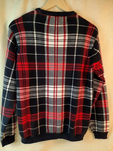 Vintage Tommy Hilfiger Sweater 100% Cotton Knit Crew Neck PLAID (S/CH P) - Picture 4 of 12