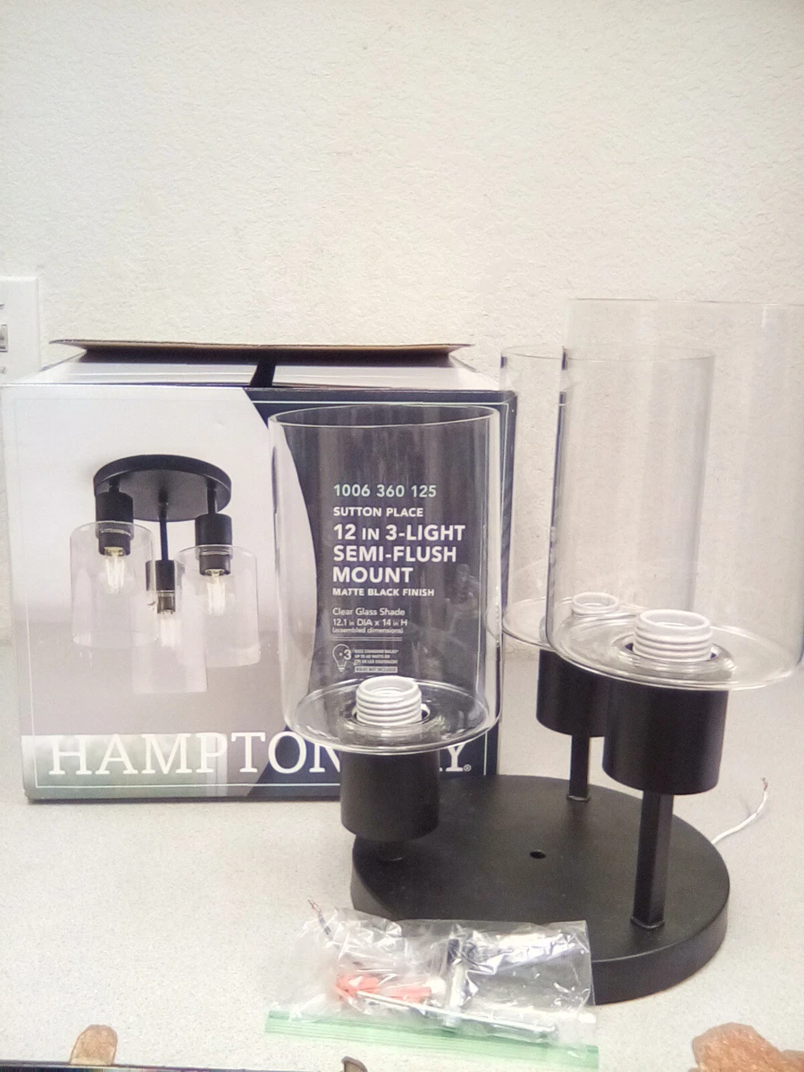 Hampton Bay SUTTON PLACE 12in 3 Light Semi Flush Mount 1006 360