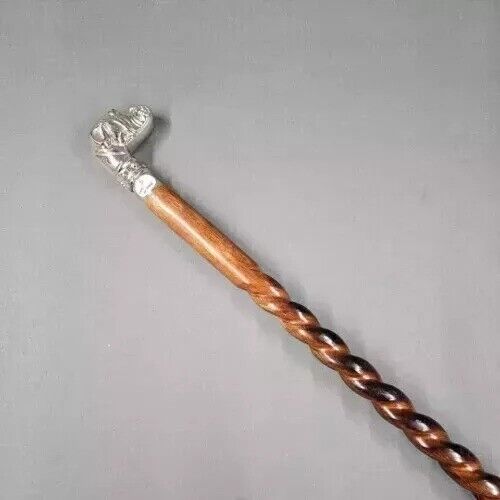 New Designer Brass Solid Dog head handle Wooden Walking Stick Vintage style Cane - Bild 1 von 4