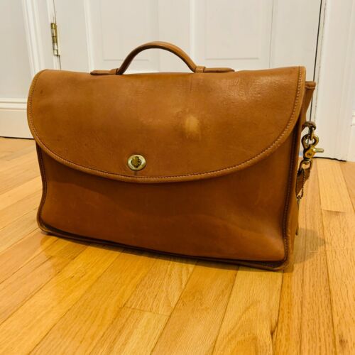 Vintage Coach 5265 British Tan Leather Lexington Briefcase Messenger Bag |  eBay