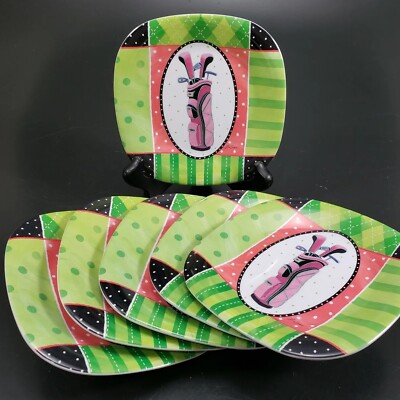 Ladies Golf Melamine Snack Plate Set of 6 by Lori Siebert for Charles Keller 