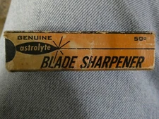 vintage astrolyte blade sharpener with original box used 3-1/2" x 1" no. 707 21