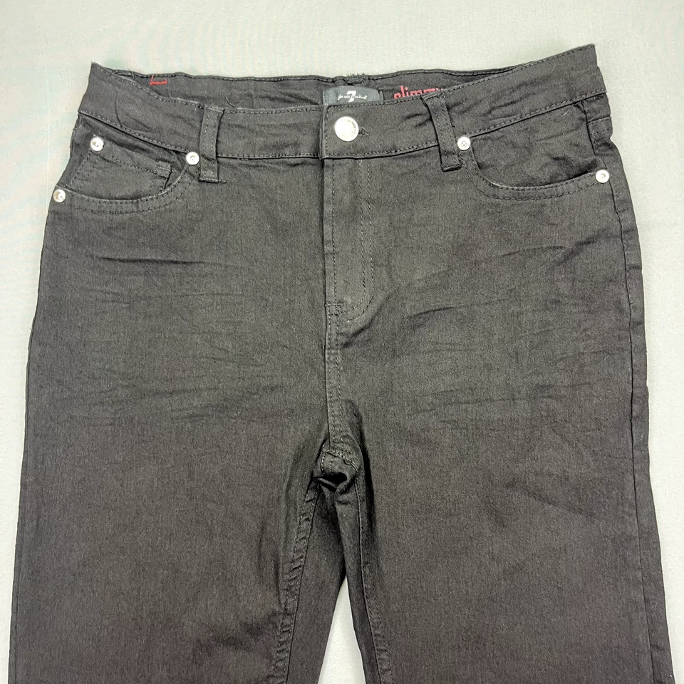 Pantalones de mezclilla ajustados Seven 7 For All Mankind Slimmy para niñas talla 16 negro oscuro pierna recta Foto 2 de 4