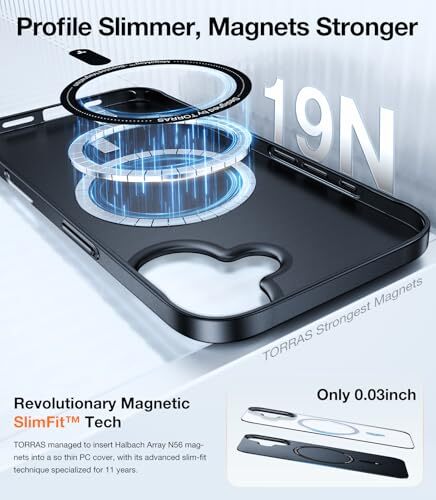 Magnetic Slim-Fit for iPhone 16 Case 6.1 inch, Ultra-Thin 16 For 16 6.1" Black - Picture 4 of 7