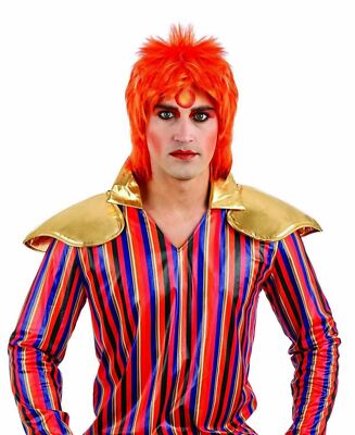 Men`s Ginger Mullet Glam Rock Wig for 80s Rocker Fancy Dress  display picture 3