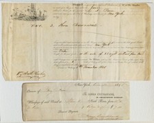 Historic Brig Jane 1848 Bills of Lading Cap. Nelson Pierce, James Cruikshank NYC