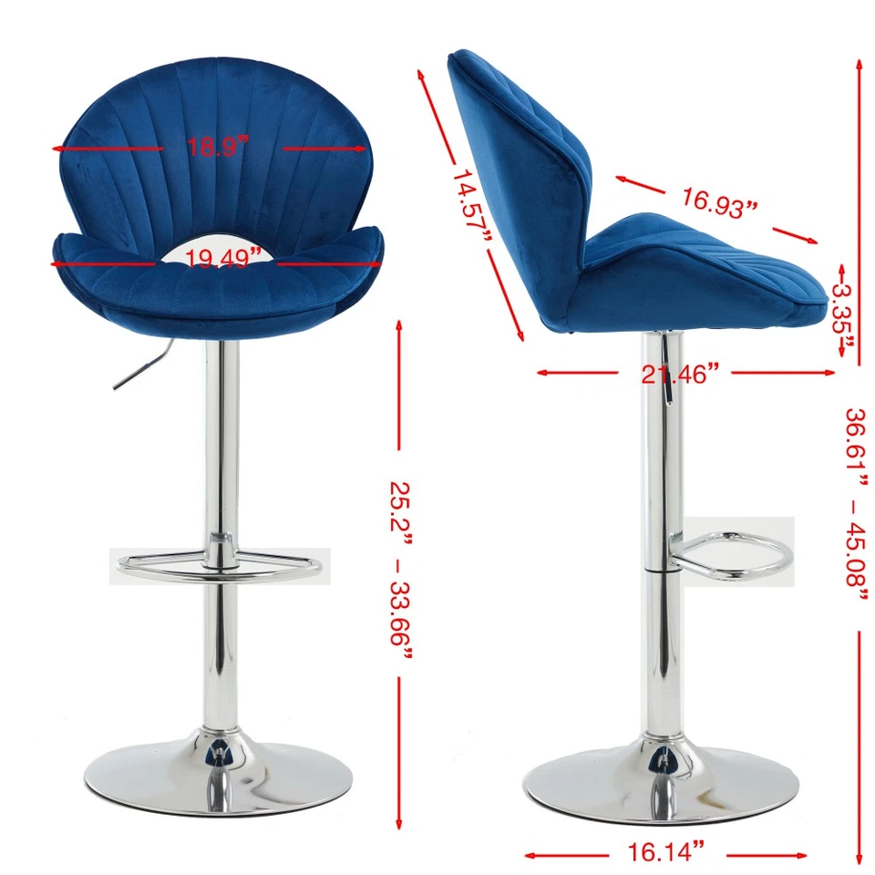 2-Pack Adjustable Bar Stools Counter Height Back Footrest Kitchen Pub - Image 2 of 4