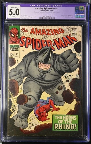 Marvel's AMAZING SPIDER-MAN #41 CGC 5.0 restored small amt color touch WHITE pgs