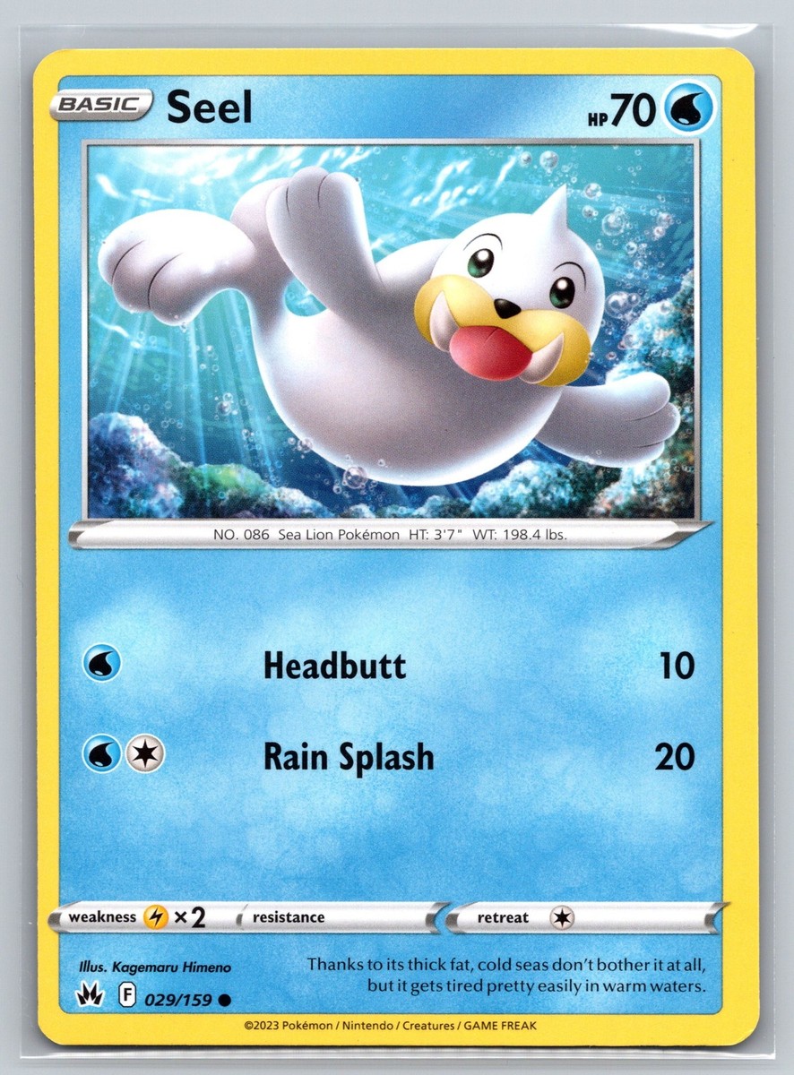 Seel 029/159 Crown Zenith Common Pokemon Card Water Type Headbutt